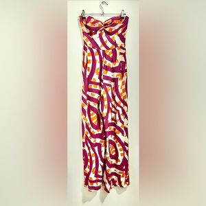 Tracy Reese x Anthropologie super fun and bright strapless pants romper.